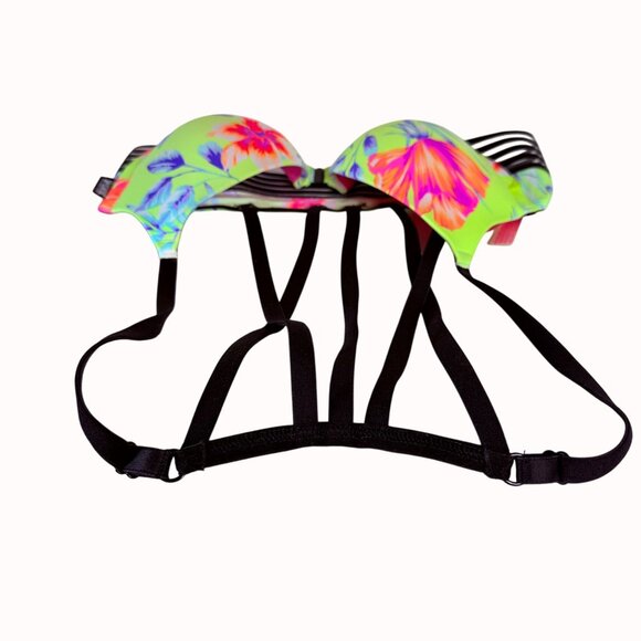 Wear Everywhere Push Up Bra Size 32C  Floral Strappy Back Victorias Secret PINK - Picture 3 of 13